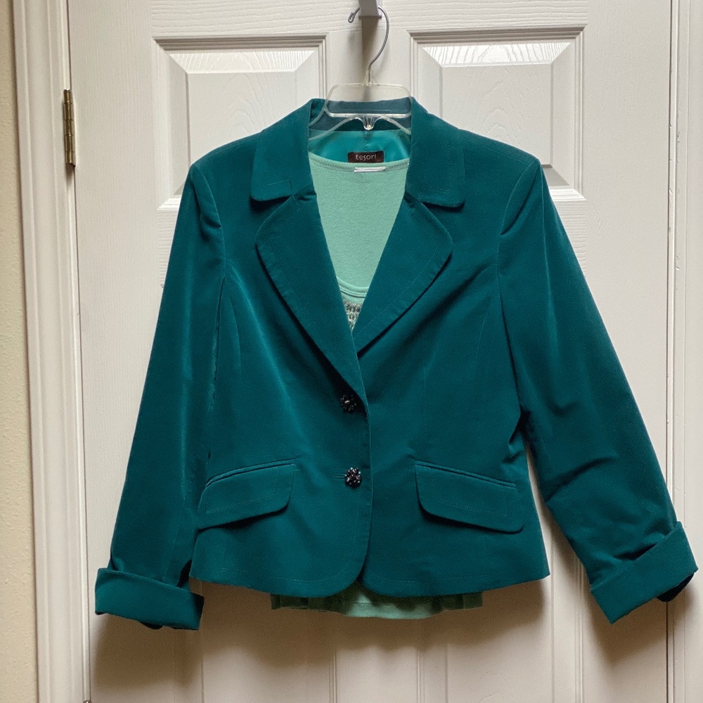 Teal Velvet Blazer